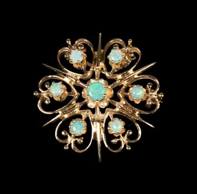 14K YELLOW GOLD AND OPAL BROOCH/PENDANT