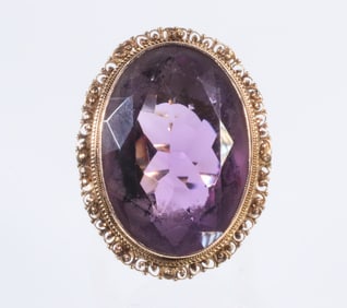 VICTORIAN 14K GOLD AND AMETHYST LADIES RING
