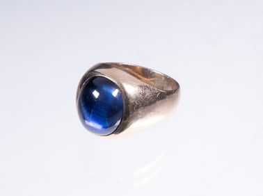 VINTAGE STAR SAPPHIRE AND 14K GOLD GENT'S RING