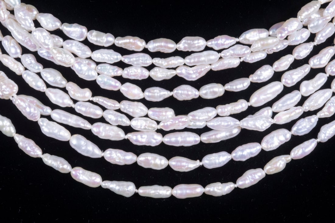 14K GOLD, FRESHWATER PEARL AND DIAMOND NECKLACE (1 of 6)