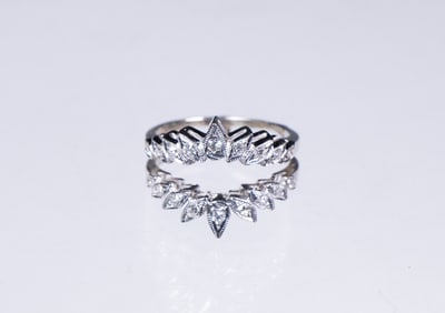 DIAMOND AND 14K WHITE GOLD LADIES RING ENHANCER