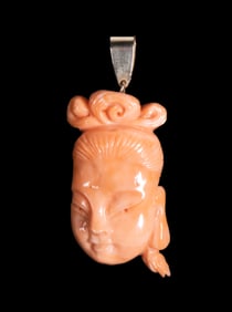VINTAGE 14K GOLD AND CORAL PENDENT
