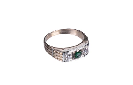 ART DECO 14K WHITE GOLD MEN'S RING