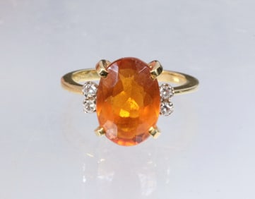 18K YELLOW GOLD, CITRINE AND DIAMOND RING