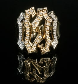 14K GOLD AND DIAMOND FREEFORM LADIES RING