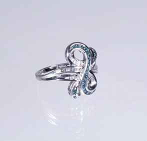 COSTOM DESIGNER 14K WHITE GOLD AND DIAMOND RING