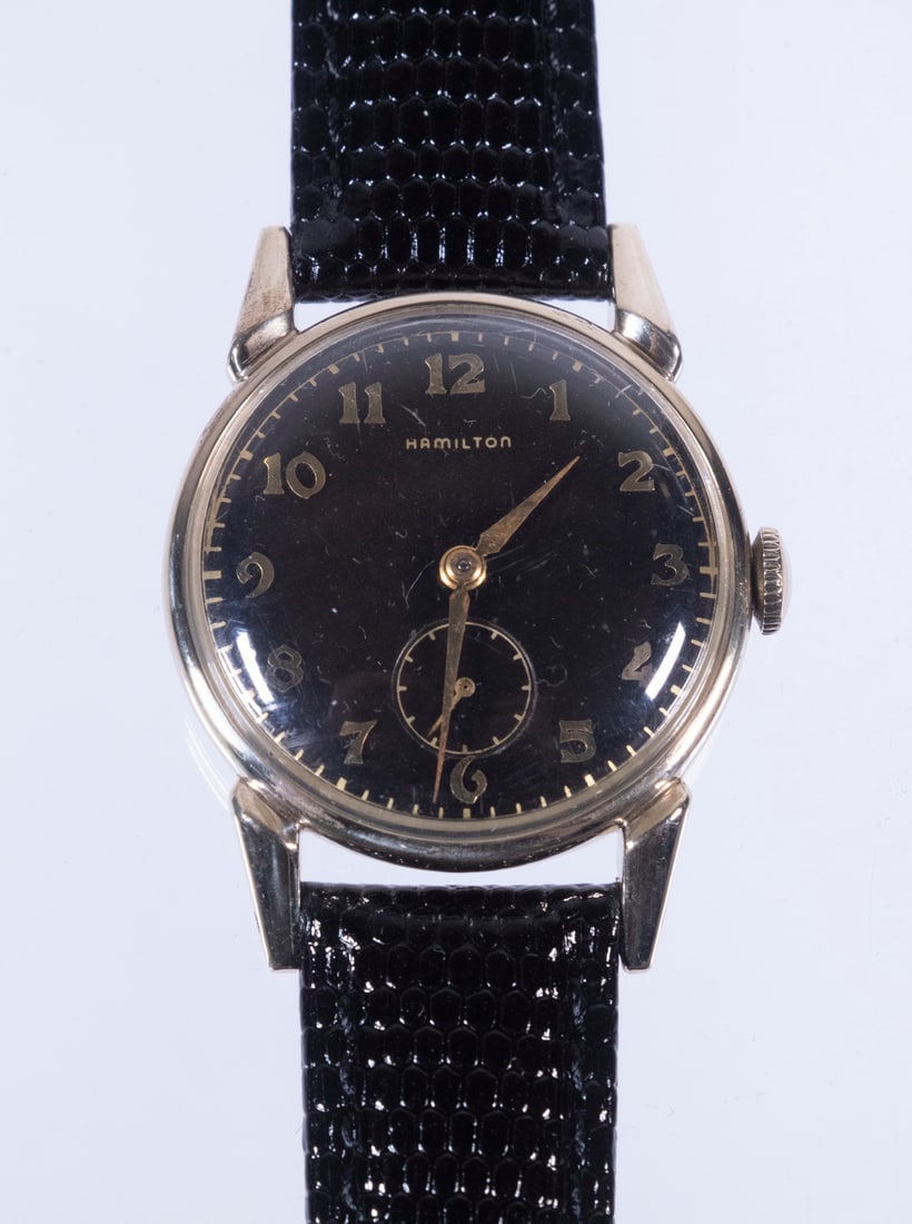 VINTAGE MEN'S HAMILTON BLACK FACED WATCH (1 of 2)