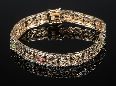 GILT SILVER AND GEM-SET BRACELET