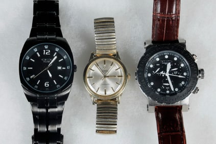 (3) GOLD AND STAINLESS STEEL GENT'S WRISTWATCHES