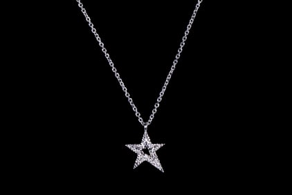 14K WHITE GOLD AND DIAMOND NECKLACE