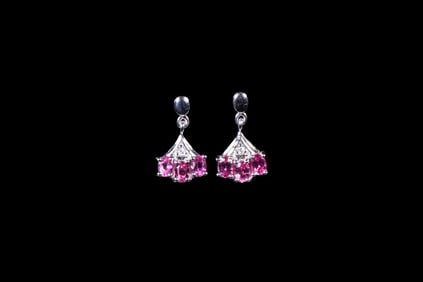 PR 14K WHITE GOLD FAN-SHAPED EARRINGS
