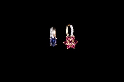(2) YELLOW GOLD AND DIAMOND PENDANTS