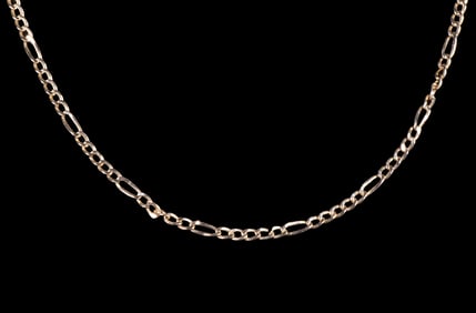 14K GOLD FIGARO LINK CHAIN NECKLACE