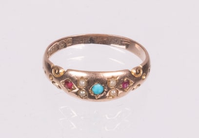 ANTIQUE 9K YELLOW GOLD LADIES RING