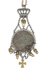 SAILOR-MADE PENDANT NECKLACE W/ 1780 COIN