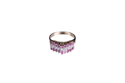 10K GOLD, DIAMOND AND AMETHYST LADY'S RING