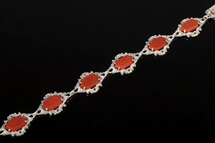 SILVER & CARNELIAN BRACELET