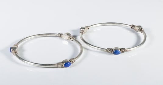 PR VINTAGE SILVER AND LAPIS BRACELETS