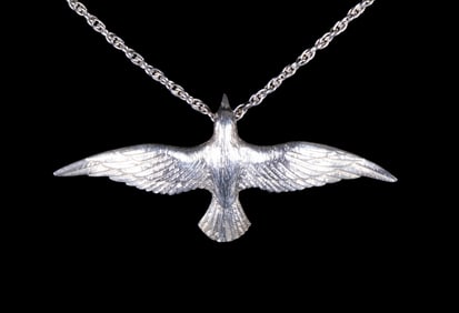 STERLING SILVER HANDMADE SEAGULL PENDANT NECKLACE