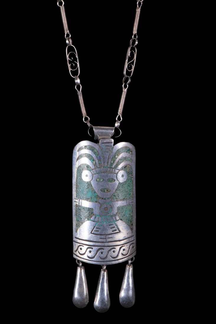 MEXICAN SILVER NECKLACE & TAXCO PENDANT/BROOCH (1 of 2)