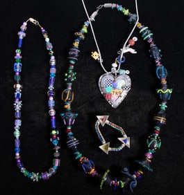 (4 PCS) DESIGNER NECKLACES AND BROOCH