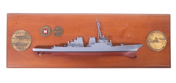 HALF HULL OF US NAVY DESTROYER SPONSORED BY BROOKE ASTOR