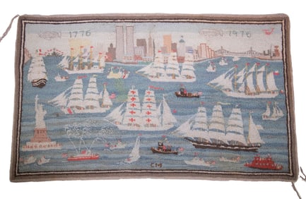 AMERICAN BICENTENNIAL NYC HOOKED RUG