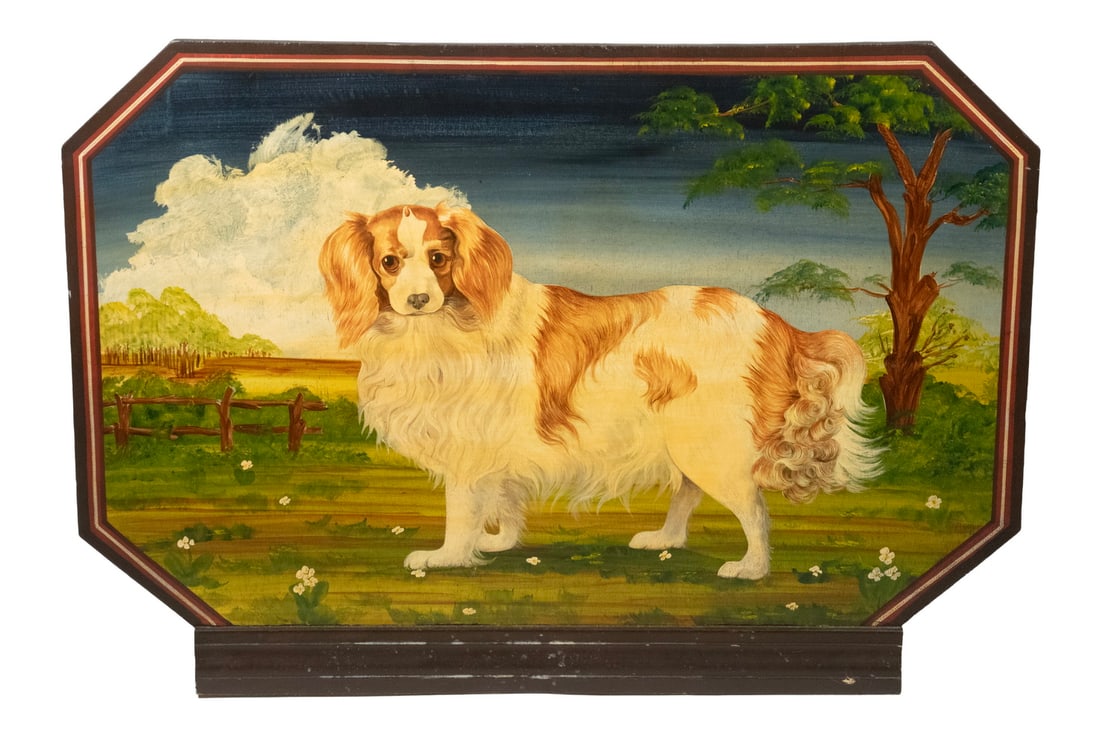 PAINTED FIRESCREEN OF SPANIEL BY DON ANDREAS (1 of 4)