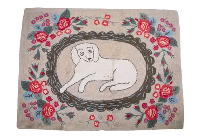 20TH C. HOOKED RUG OF DOG
