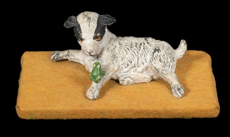 METAL PUPPY & FROG PAPERWEIGHT