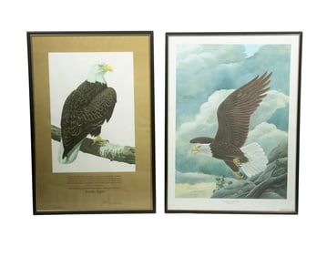 (2) PRESENTATION PRINTS OF US EAGLE, TO BROOKE ASTOR, ONE SIGNED BY PRES. FORD.