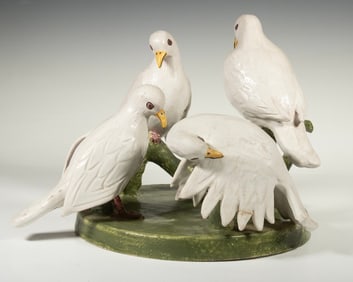 ITALIAN POTTERY SCULPTURE OF DOVES