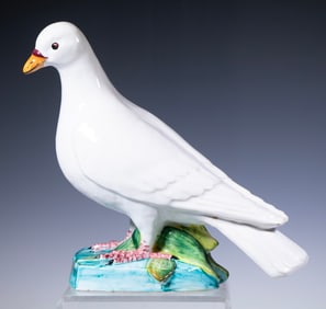 MID-CENTURY WHITE GLAZED CERAMIC DOVE SCULPTURE