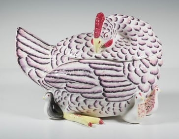 FRENCH HEN TUREENS AND COVERS, MARKED