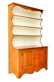 NEW ENGLAND PUMPKIN PINE PEWTER CABINET, ONE-PIECE