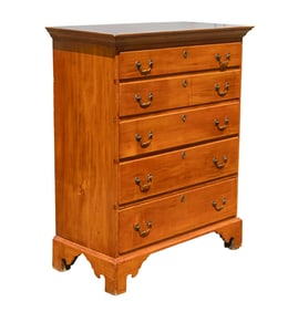 COUNTRY CHIPPENDALE FIVE-DRAWER MAPLE CHEST