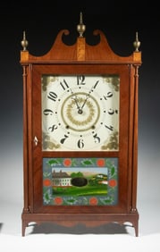 PILLAR & SCROLL CLOCK BY CHARLES KIRKE OF BRISTOL, CONN.