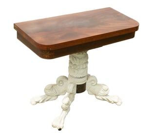 FEDERAL PERIOD CARD TABLE WITH WHITE PAINTED BASE