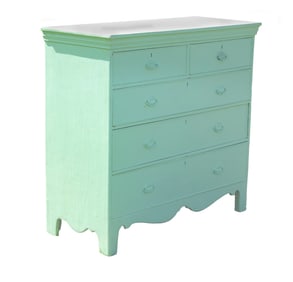 GREEN PAINTED FIVE-DRAWER CHEST