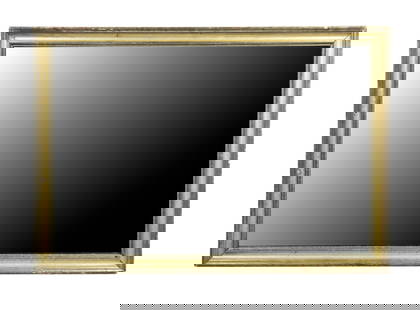 19TH CENTURY GILTWOOD MIRROR WITH LEMON GILT SURFACE: Giltwood rectangular mirror in early lemon gilt finish, showing age-appropriate wear and craquelure throughout. The molded frame has mitered corners and retains its original glass.From the estate of B