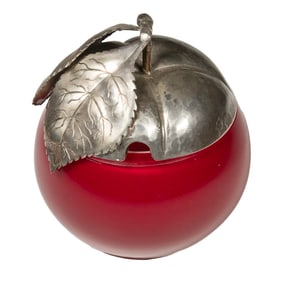 BUCCELLATI SILVER & MURANO GLASS APPLE FORM JAM JAR