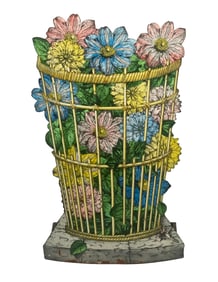 CIRCA 1900 FRENCH ENAMELED METAL UMBRELLA STAND