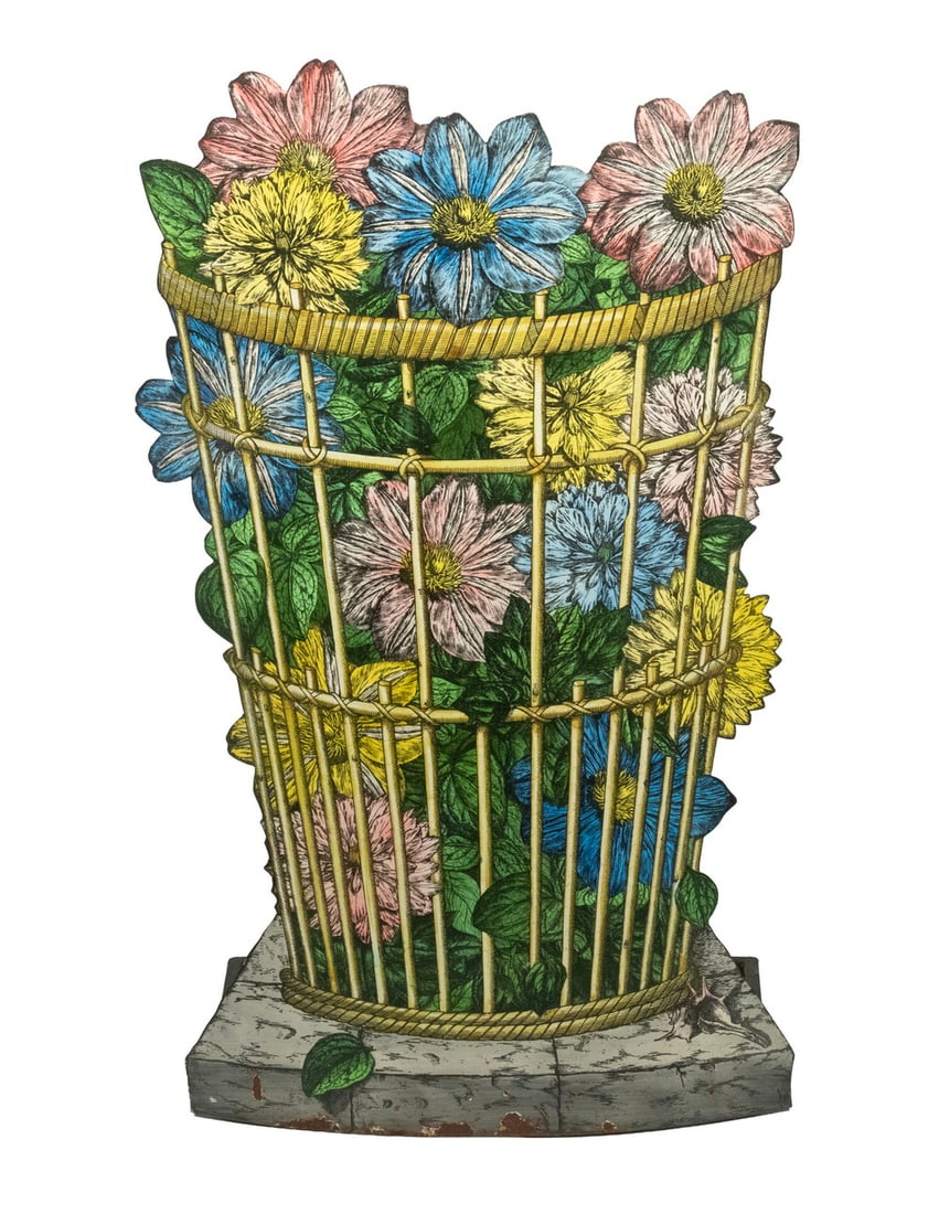 CIRCA 1900 FRENCH ENAMELED METAL UMBRELLA STAND (1 of 3)