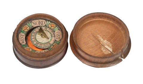 18TH C. STOCKERT GERMAN FLOATING GNOMON POCKET SUN DIAL/COMPASS