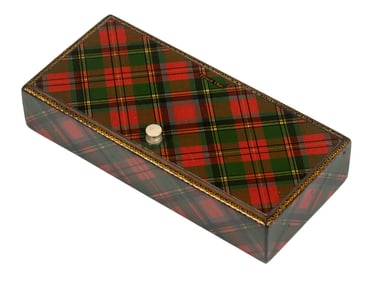 VICTORIAN TARTAN WARE DESK STAMP BOX