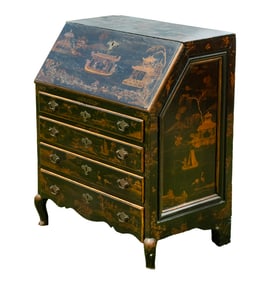 DIMINUTIVE JAPANNED LADIES SLANT FRONT DESK
