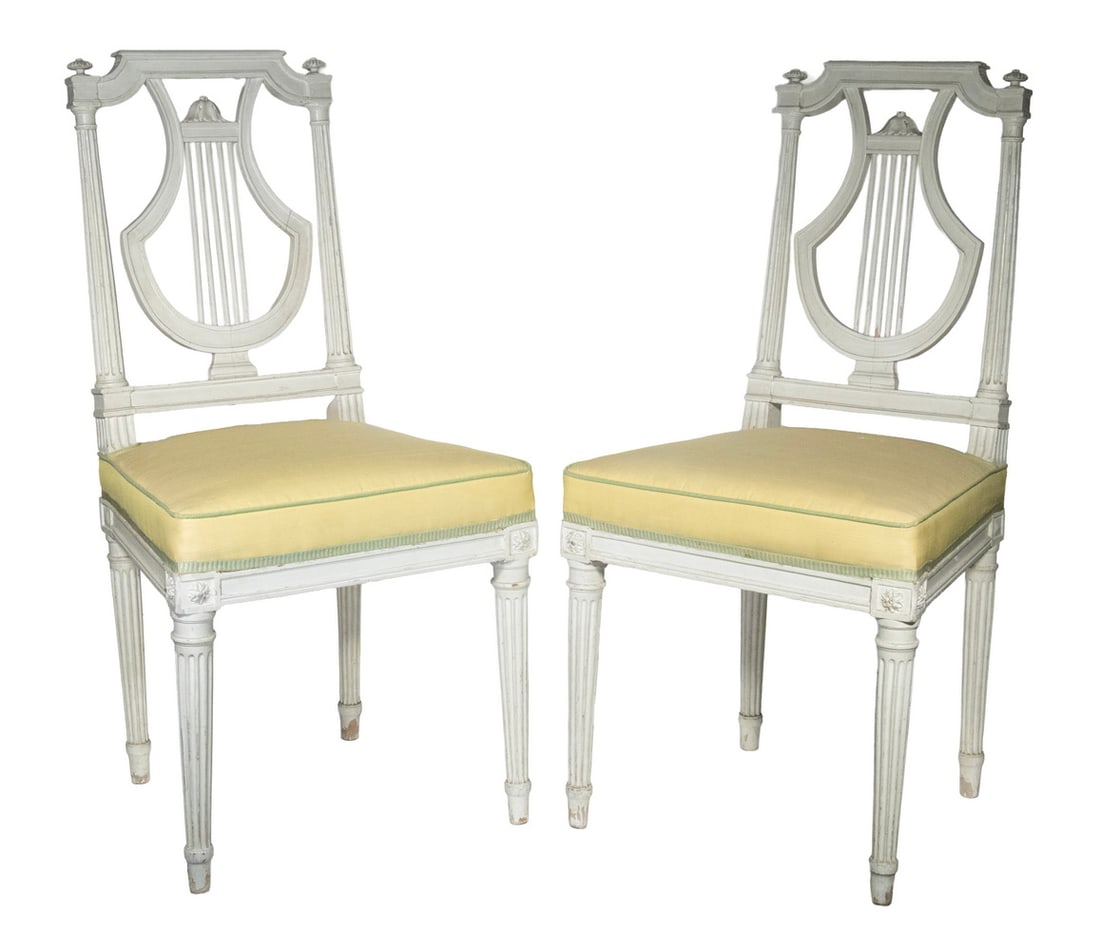 PAIR OF FRENCH PAINTED SIDECHAIRS (1 of 3)