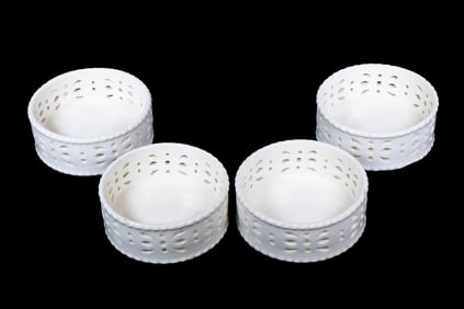 EARLY 19TH C RETICULATED CREAMWARE WINE COASTERS