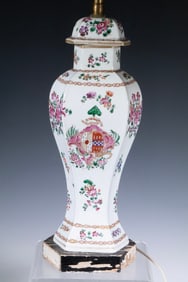 19TH CENTURY SAMSON DEPARIE FAMILLE ROSE ARMORIAL VASE LAMP