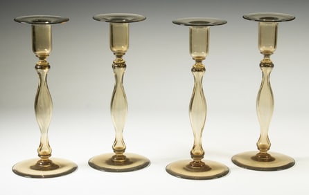 (4) BLOWN GLASS CANDLESTICKS